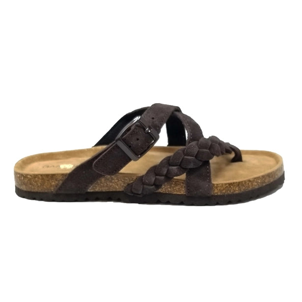 Braided Criss Cross Buckled Leather Footbed Sandal
