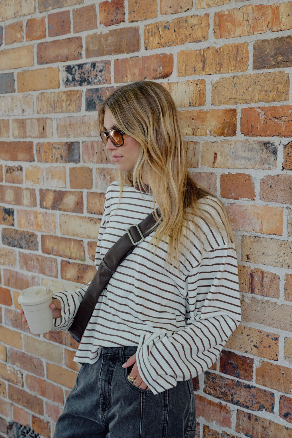 Beau Long Sleeve Tee | Brown Stripe