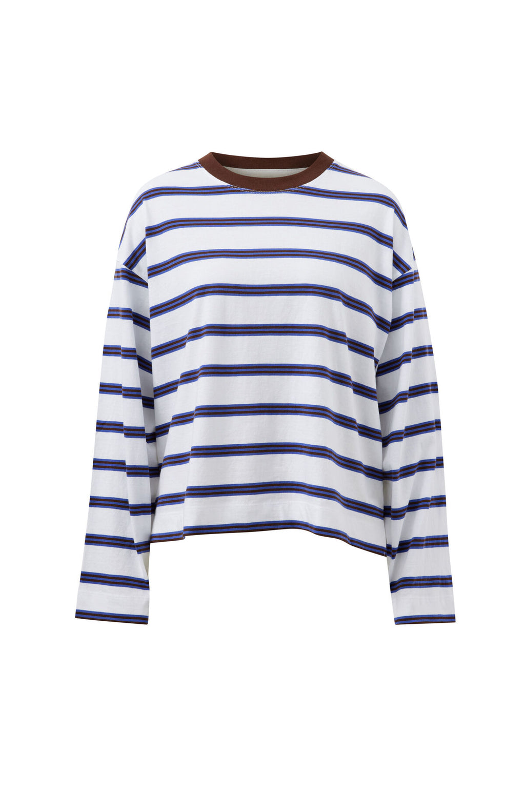 Beau Long Sleeve | White & polo choc stripe