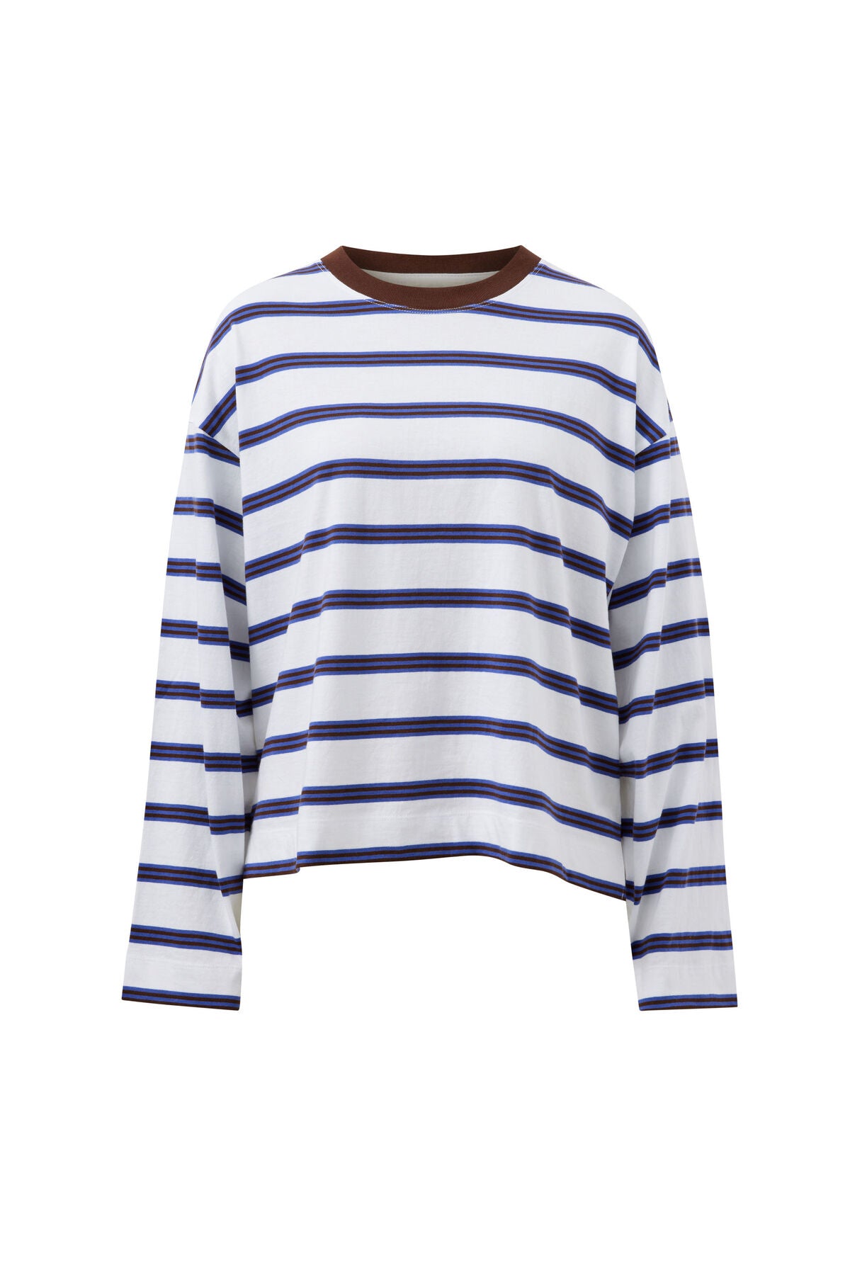 Beau Long Sleeve | White & polo choc stripe