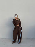 SSÀINT Cropped Hoodie | Blue & Brown