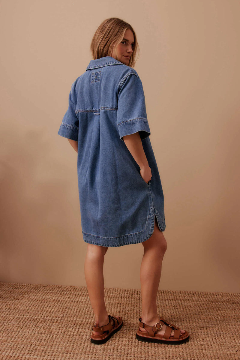 Sammy Relaxed Shirt Dress | Fresh Indigo