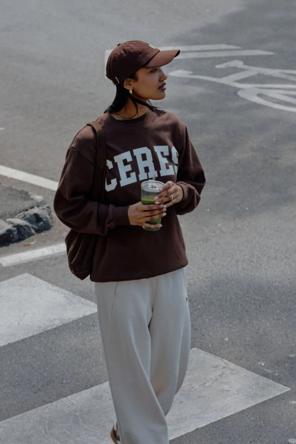 Isla Oversized Slouchy Crew | Chocolate Heritage