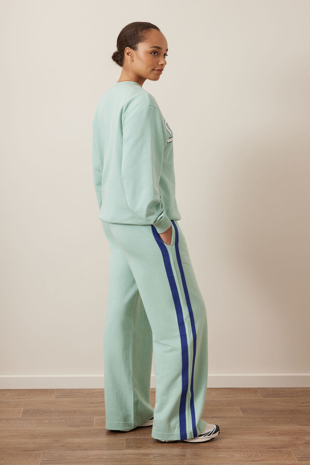 Gigi Wide Leg Terry Trackpant |Seafoam & Polo Blue