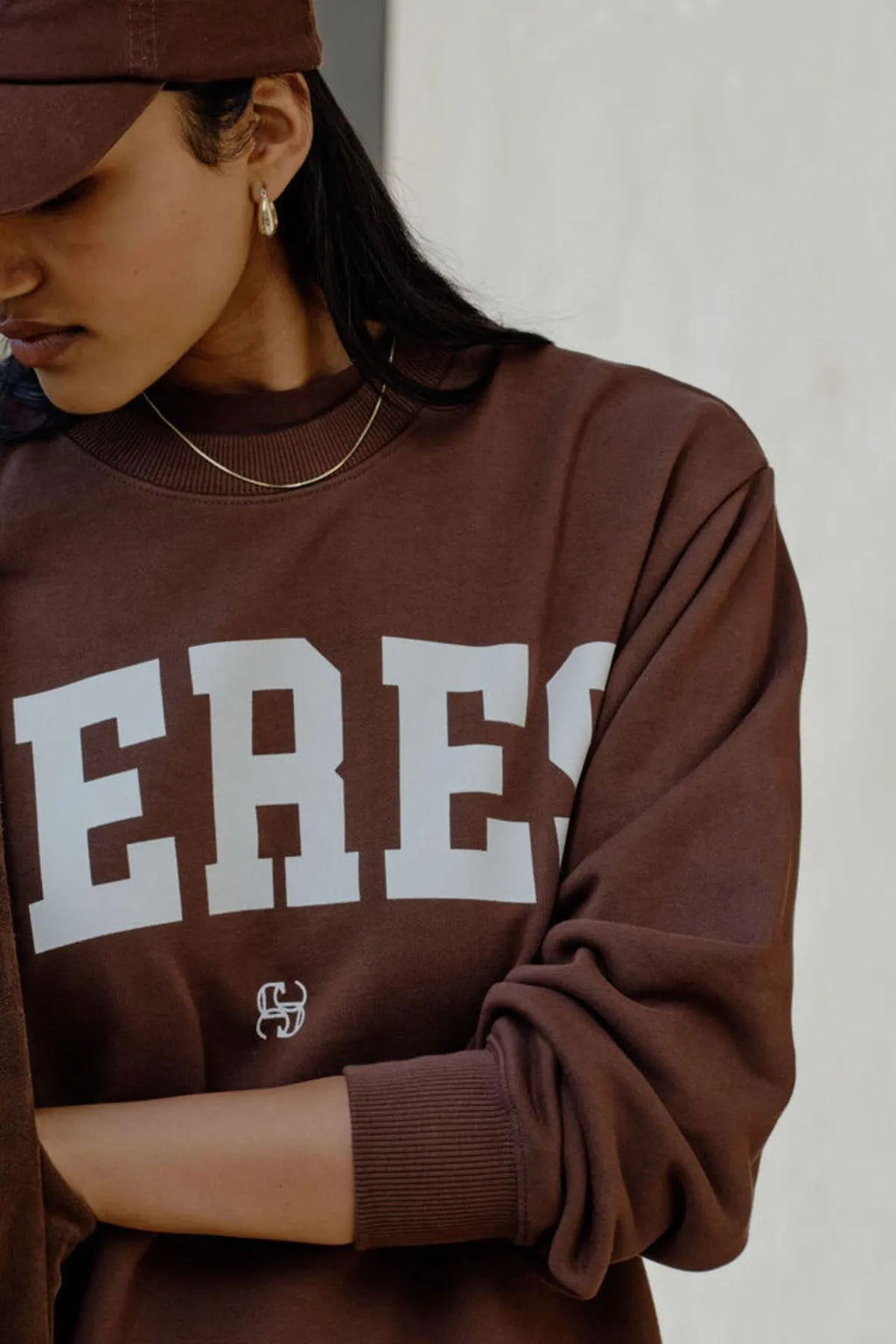 Isla Oversized Slouchy Crew | Chocolate Heritage