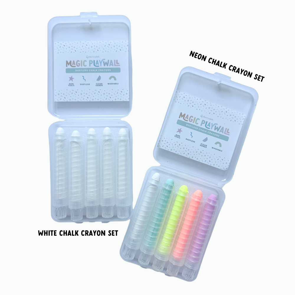Dustless Chalk Crayons + Magnetic Holder Bundle for Magic Playwall | Neon