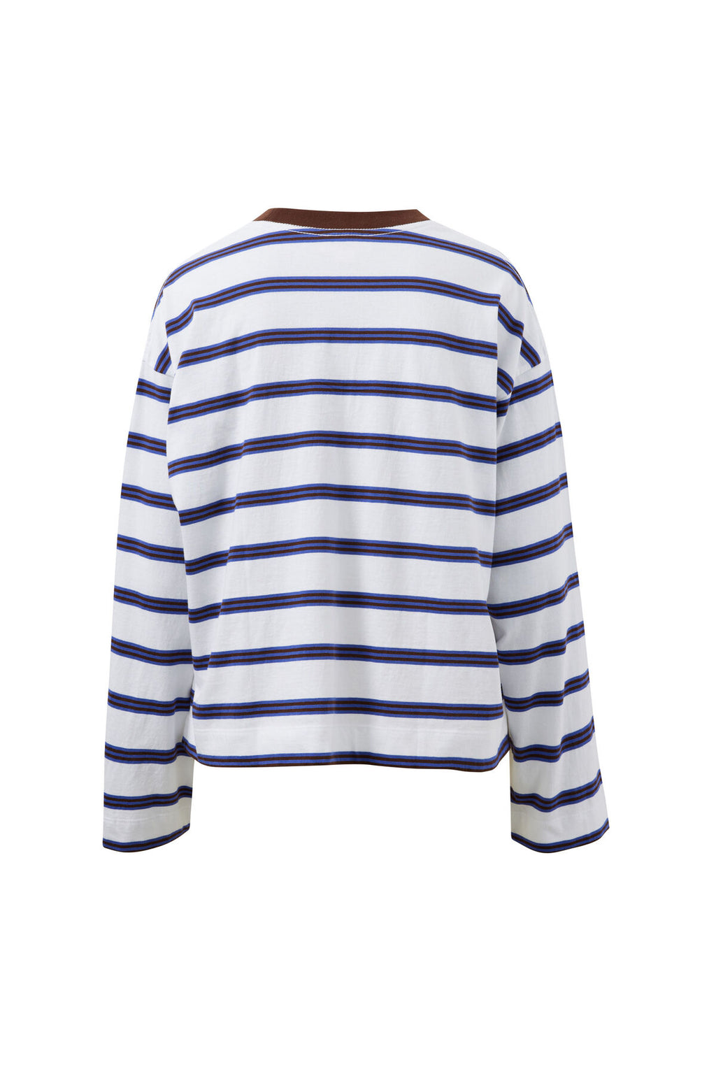 Beau Long Sleeve | White & polo choc stripe