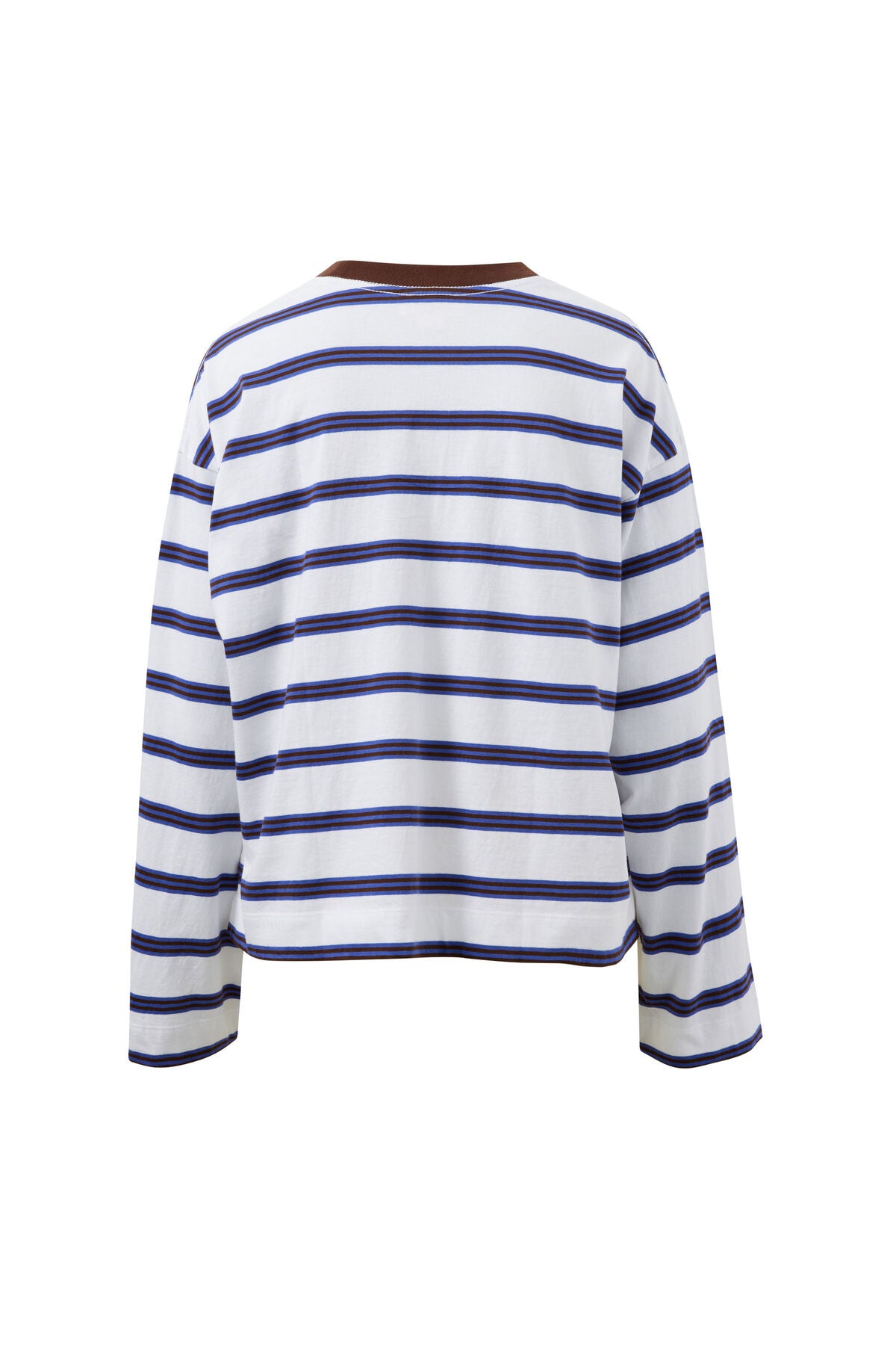 Beau Long Sleeve | White & polo choc stripe