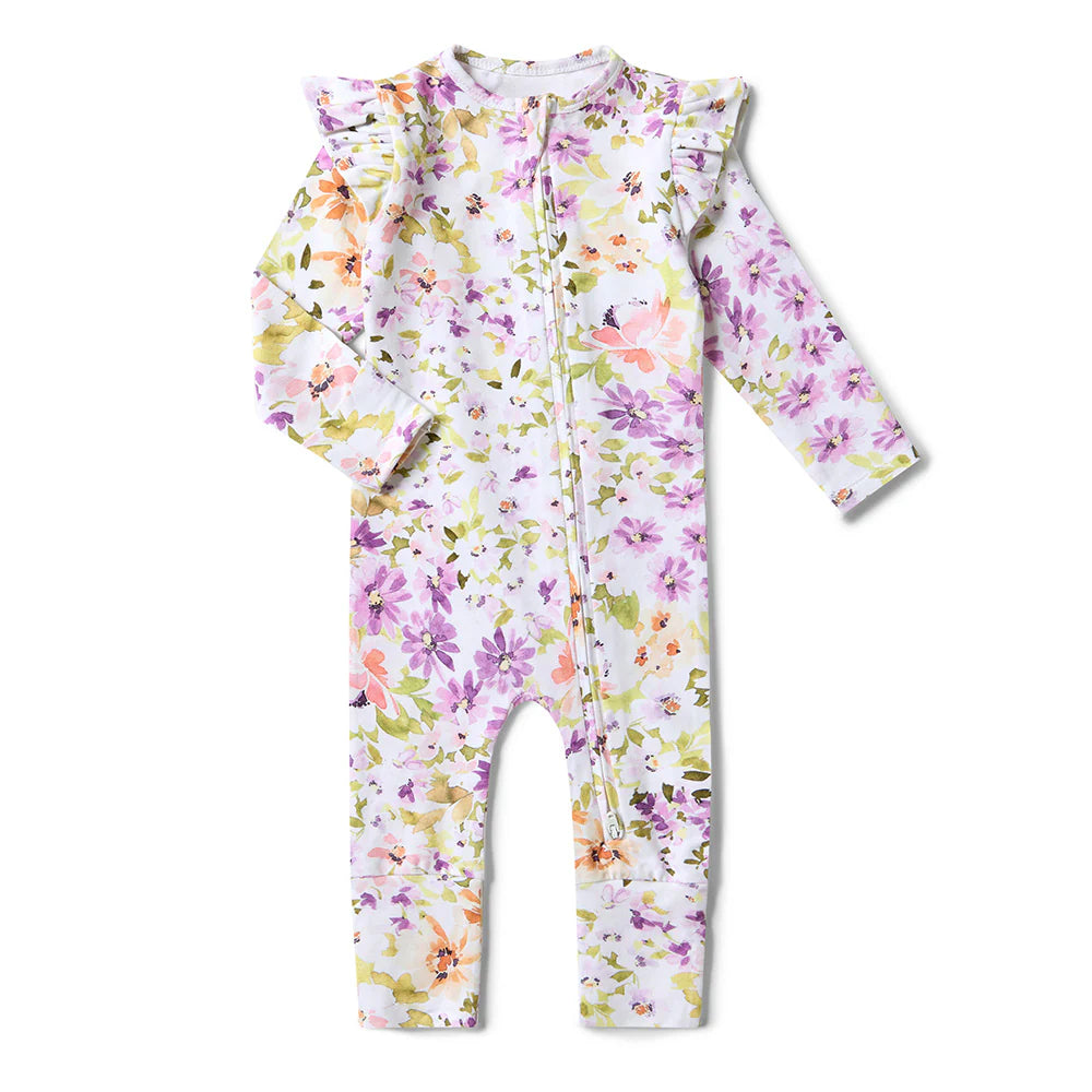 Organic Snugglesuit Convertible Romper with Frill | Isla