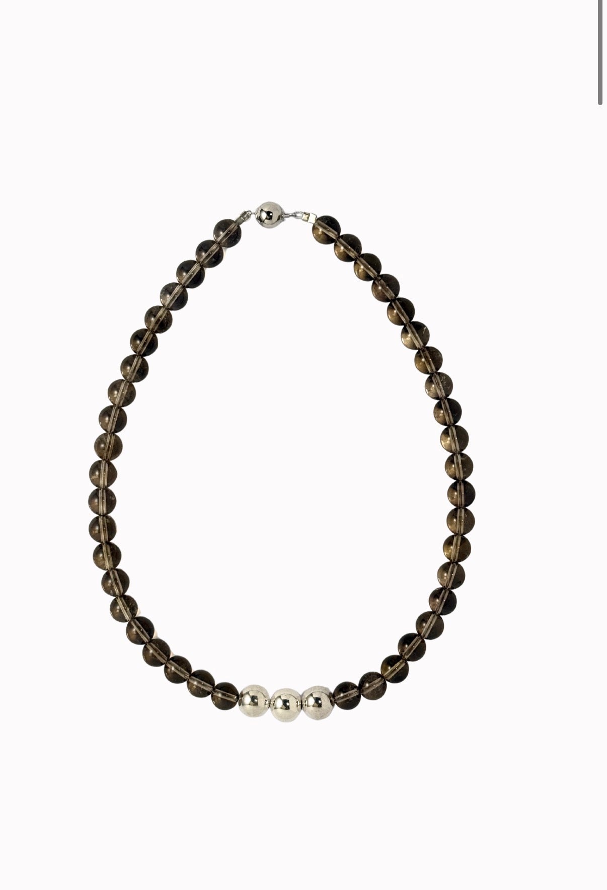 Smoky Quartz Beaded Necklace | Sterling Silver