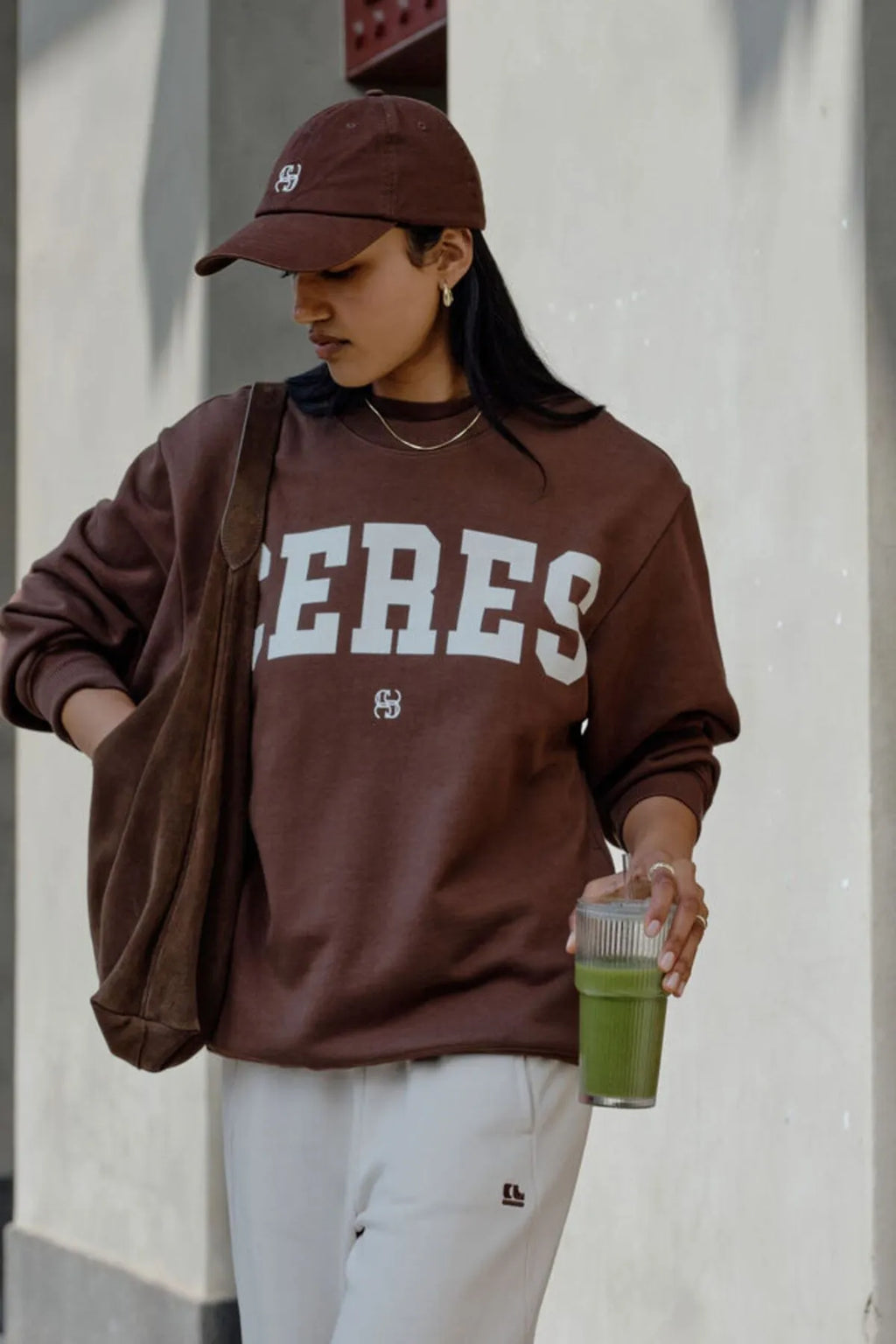 Isla Oversized Slouchy Crew | Chocolate Heritage