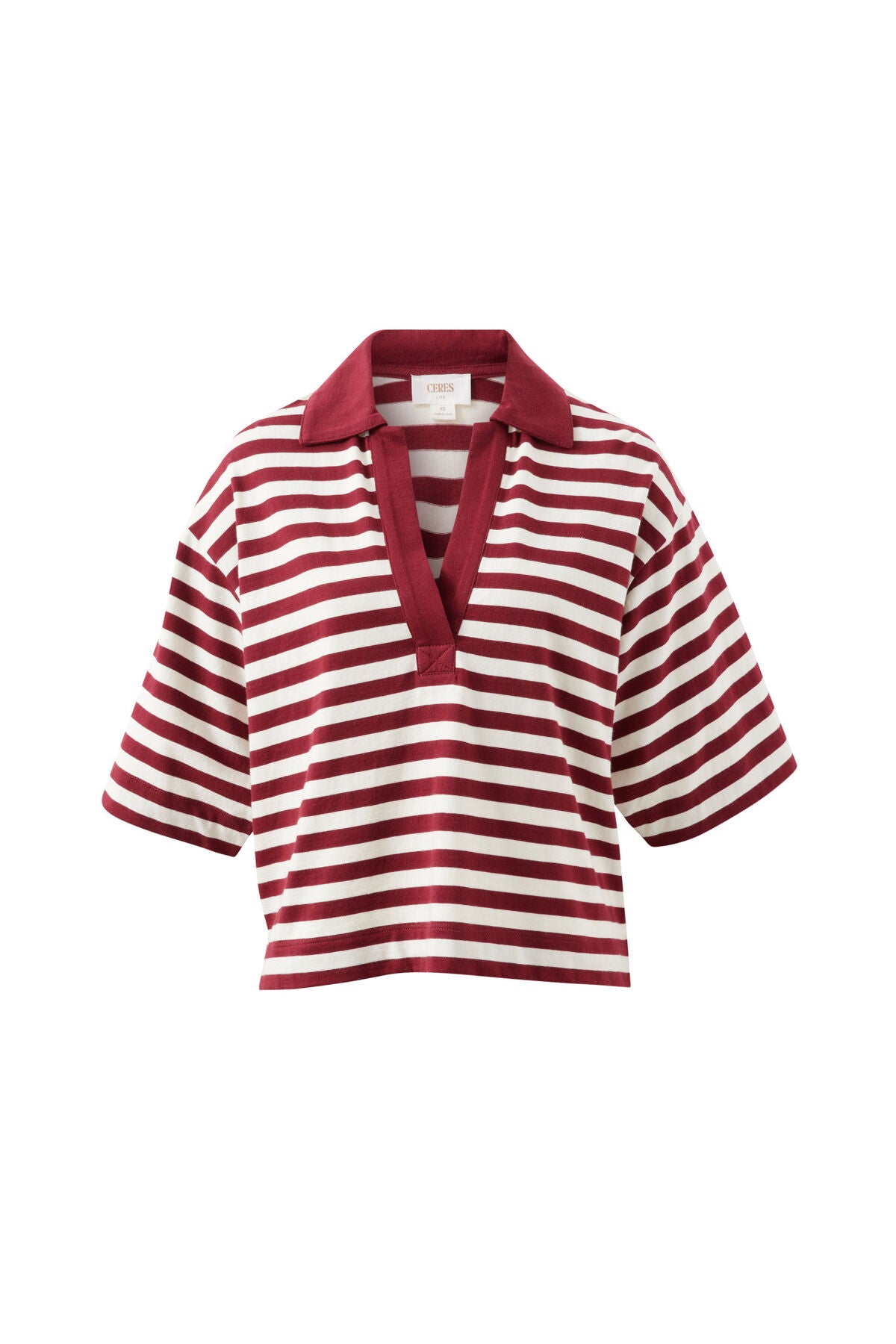 Arlie Short Sleeve Rugby | Burgundy & Milk