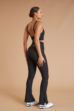 Eco Rib V-Waist Split Flare Black