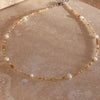 Mile - Necklace : Gold Stainless Steel / Pearly White / Adult Necklace 40-45cm