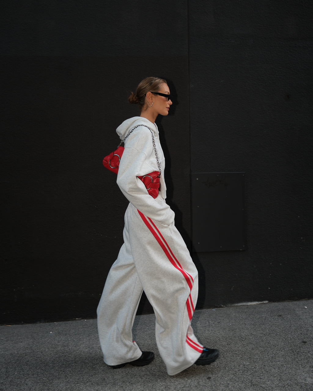 Cropped Hoodie Grey/Red