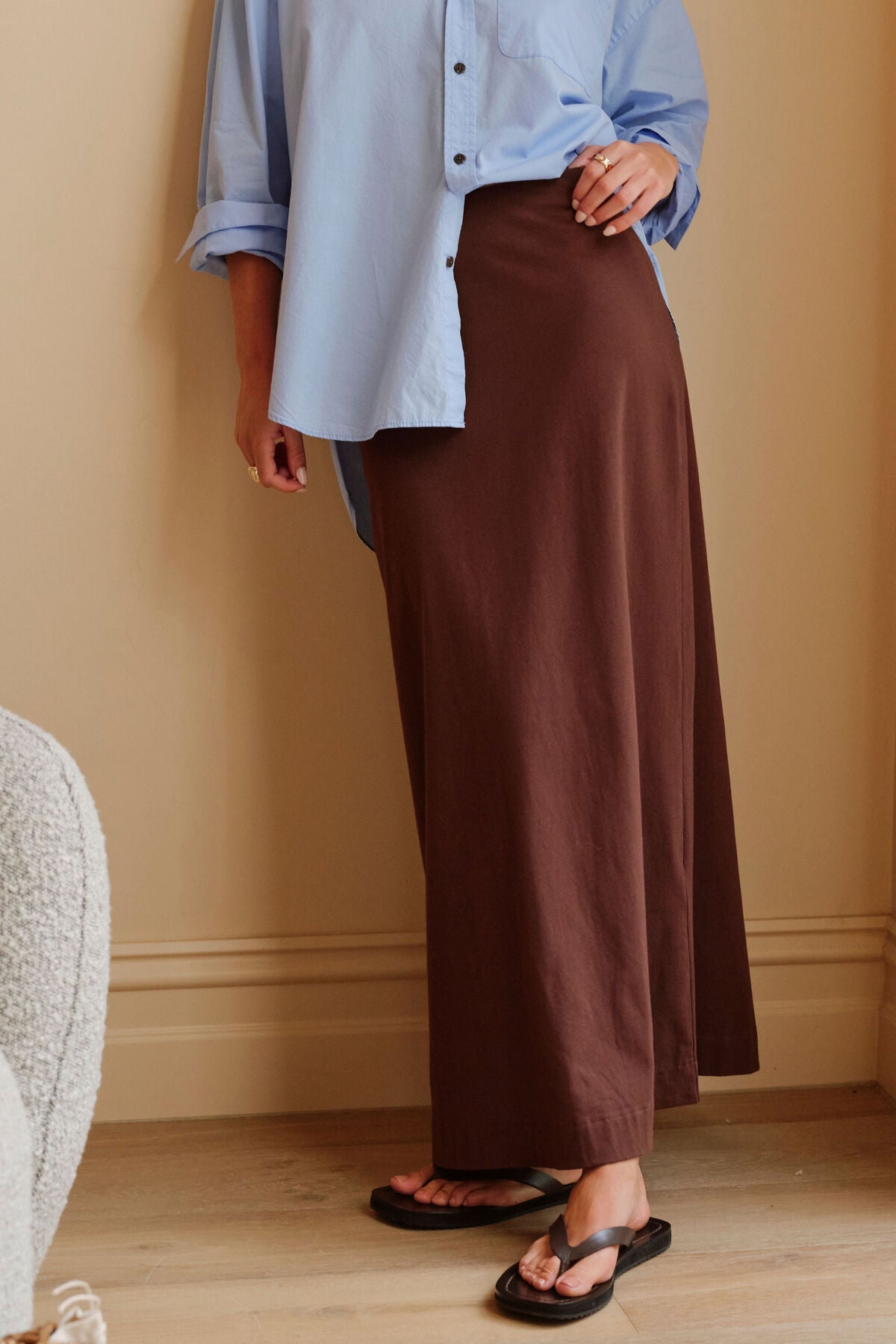 Clara Column Skirt| Chocolate