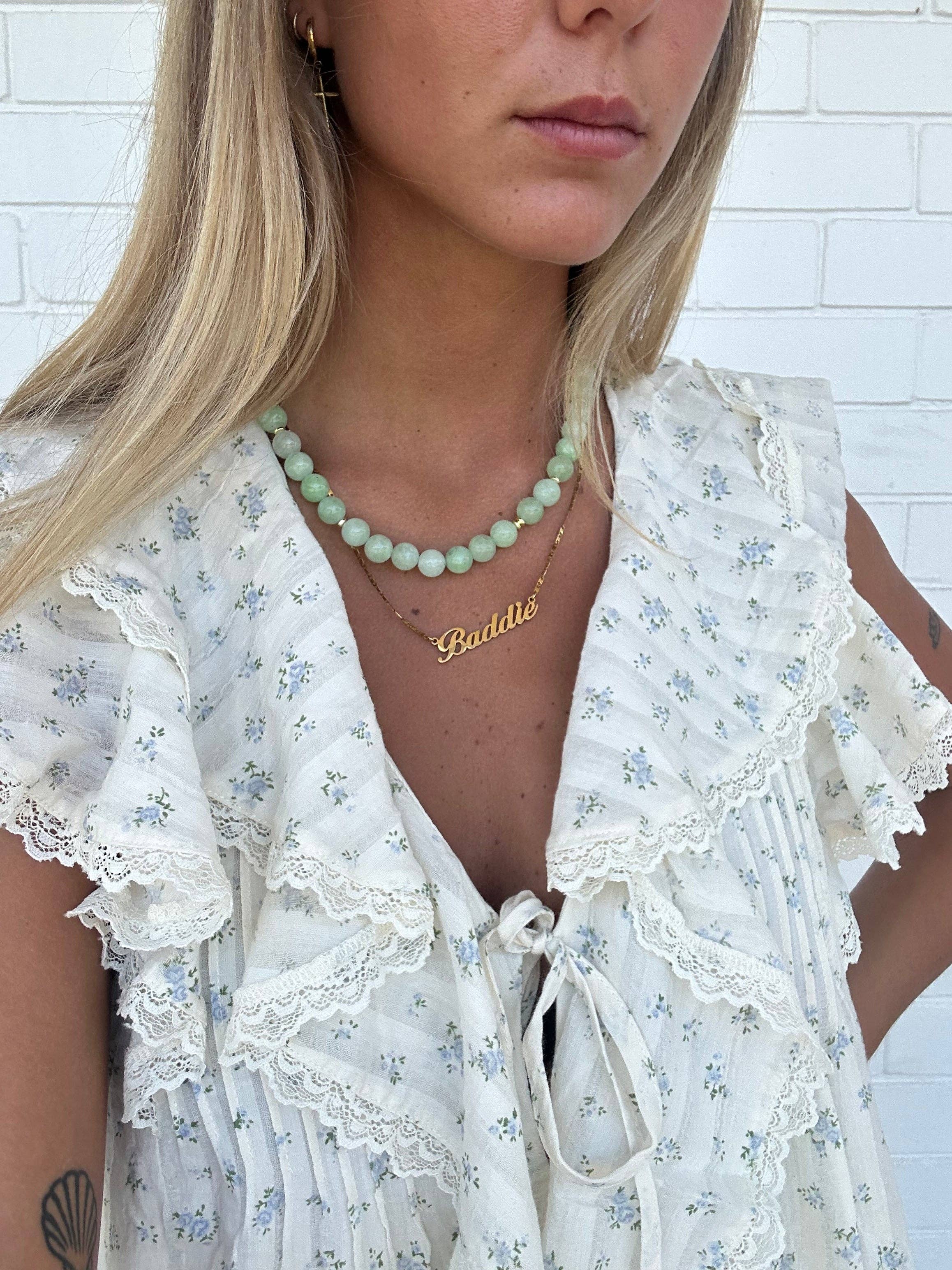 Green Jade Natural Stone Necklace