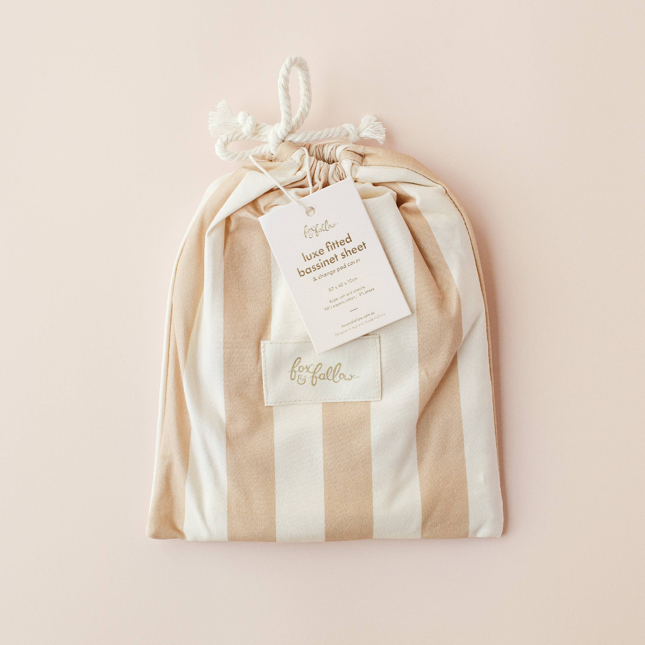 Coffee Stripe Organic Fitted Bassinet Sheet/Change Pad Cover