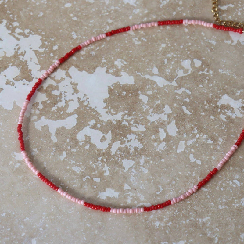 Lively- Necklace: Strawberry / Silver Stainless Steel / Adult Necklace 40-45cm