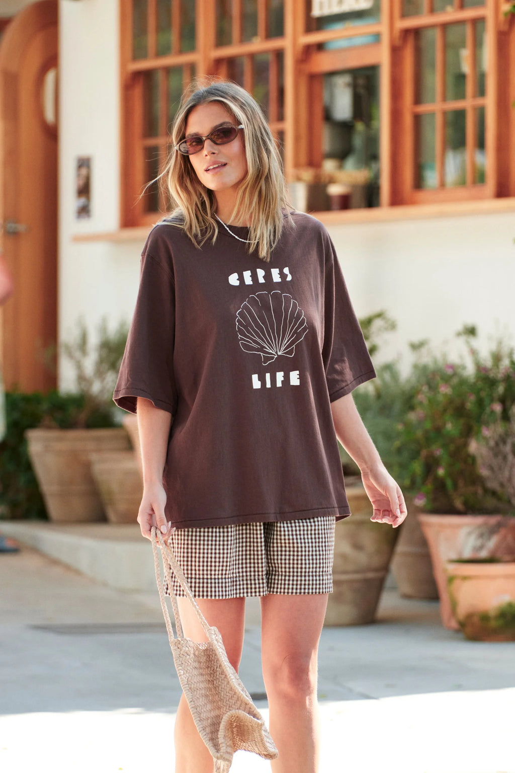 Luna Oversized Tee | Brunette & Milk Shell
