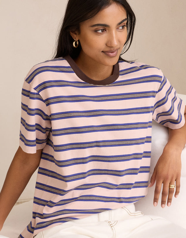 Stevie Slouchy Tee | Chalk Pink Stripe