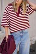 Arlie Short Sleeve Rugby | Burgundy & Milk