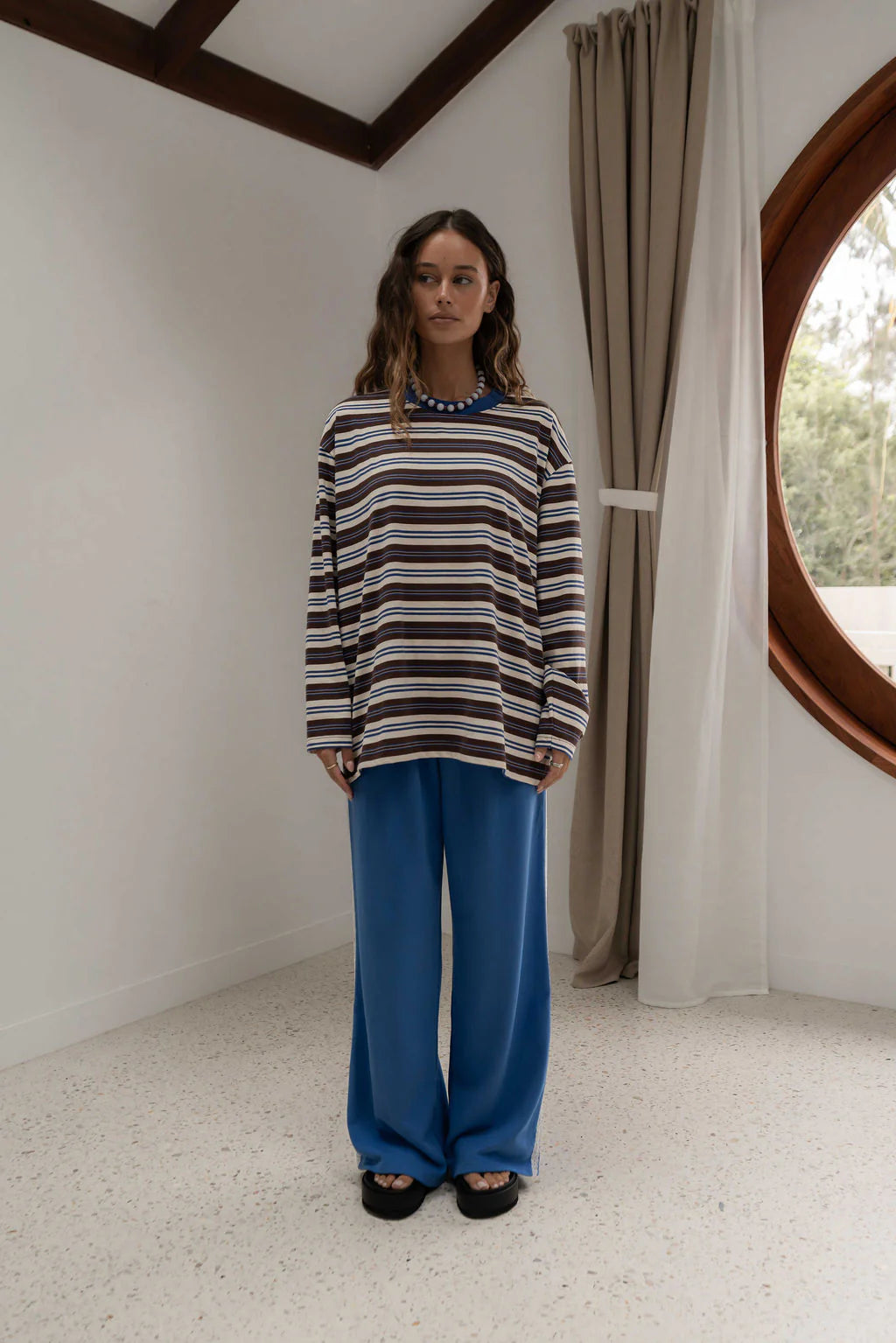 {PREORDER} The Andi Long Sleeve | Stripe Blue/Brown