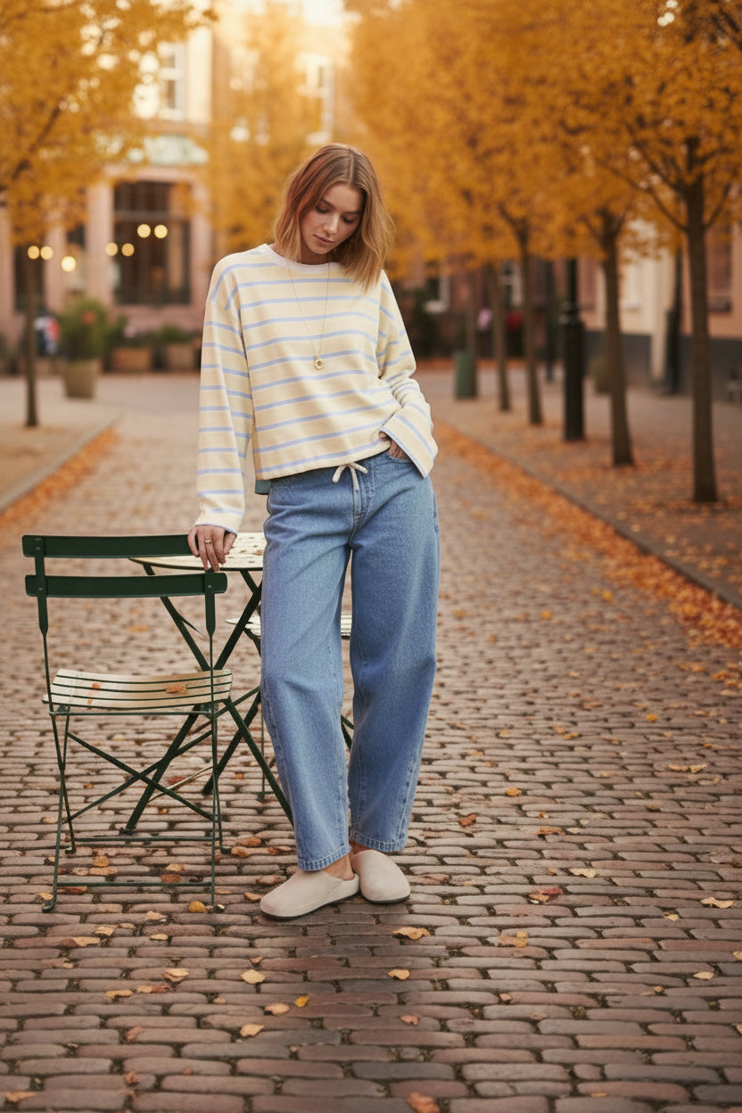Leah Tapered Barrel Leg Jean | Vintage Blue