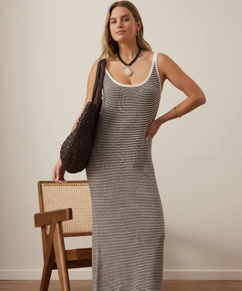 Fia Stripe Knit Midi Dress | Choc