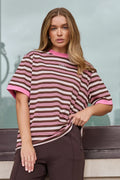 {PREORDER} Ringer Stripe Tee | Musk Choc Stripe