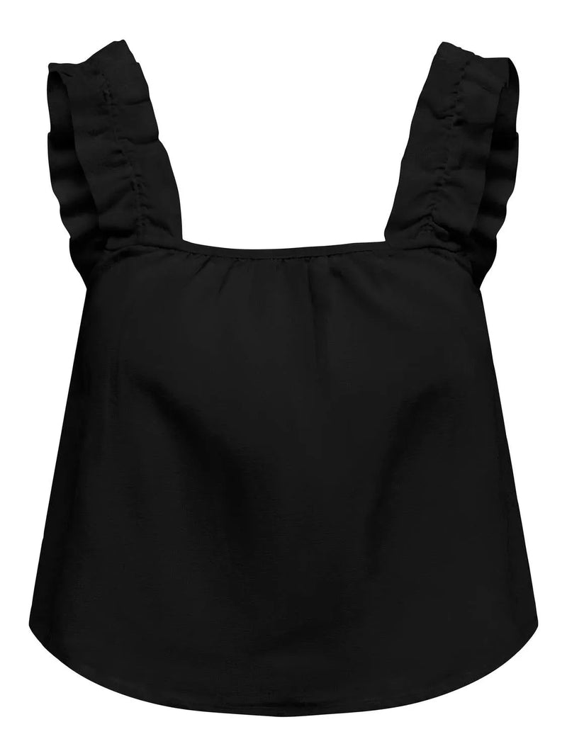 Black linen short top