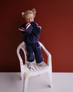 Kids Fleece Crew Navy/Pink