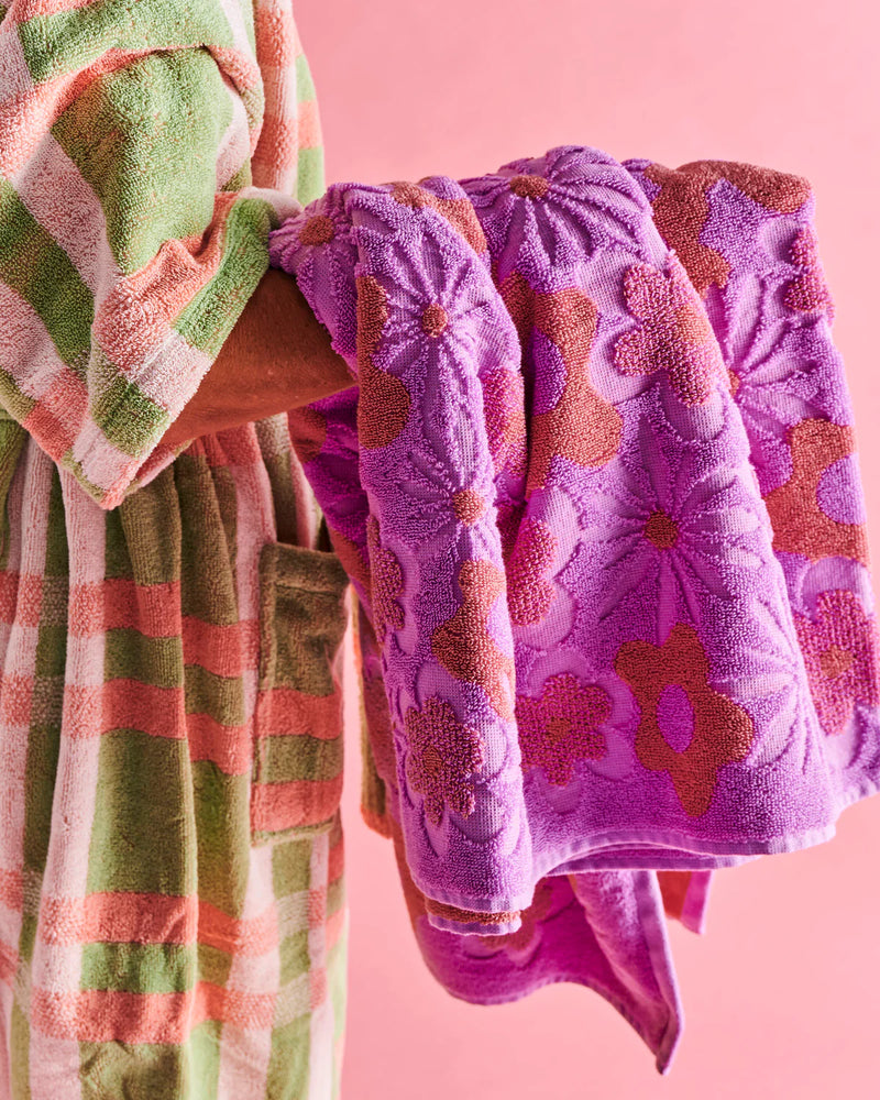 Peach Fleur Terry Bath Sheet