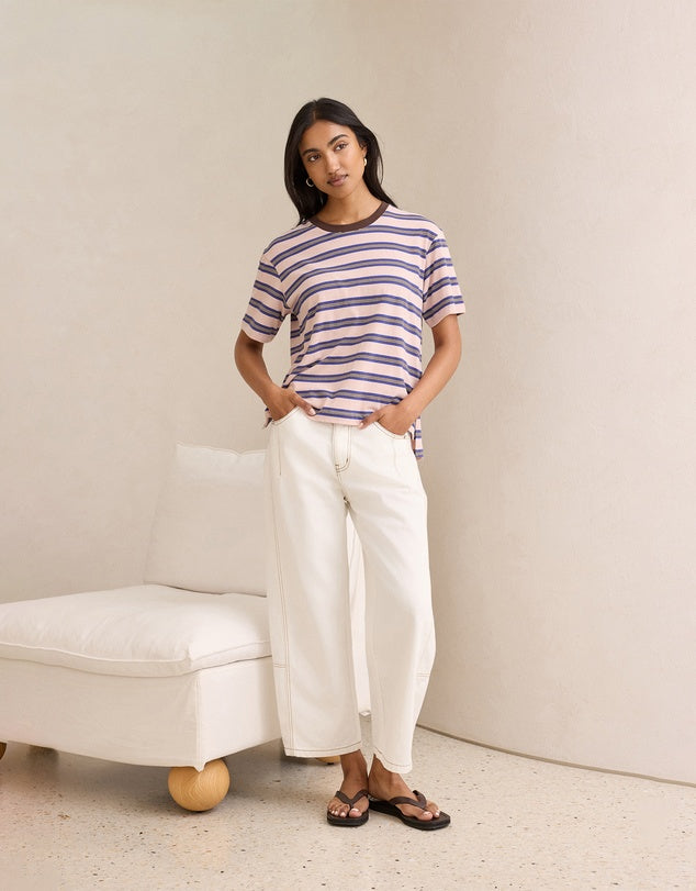 Stevie Slouchy Tee | Chalk Pink Stripe