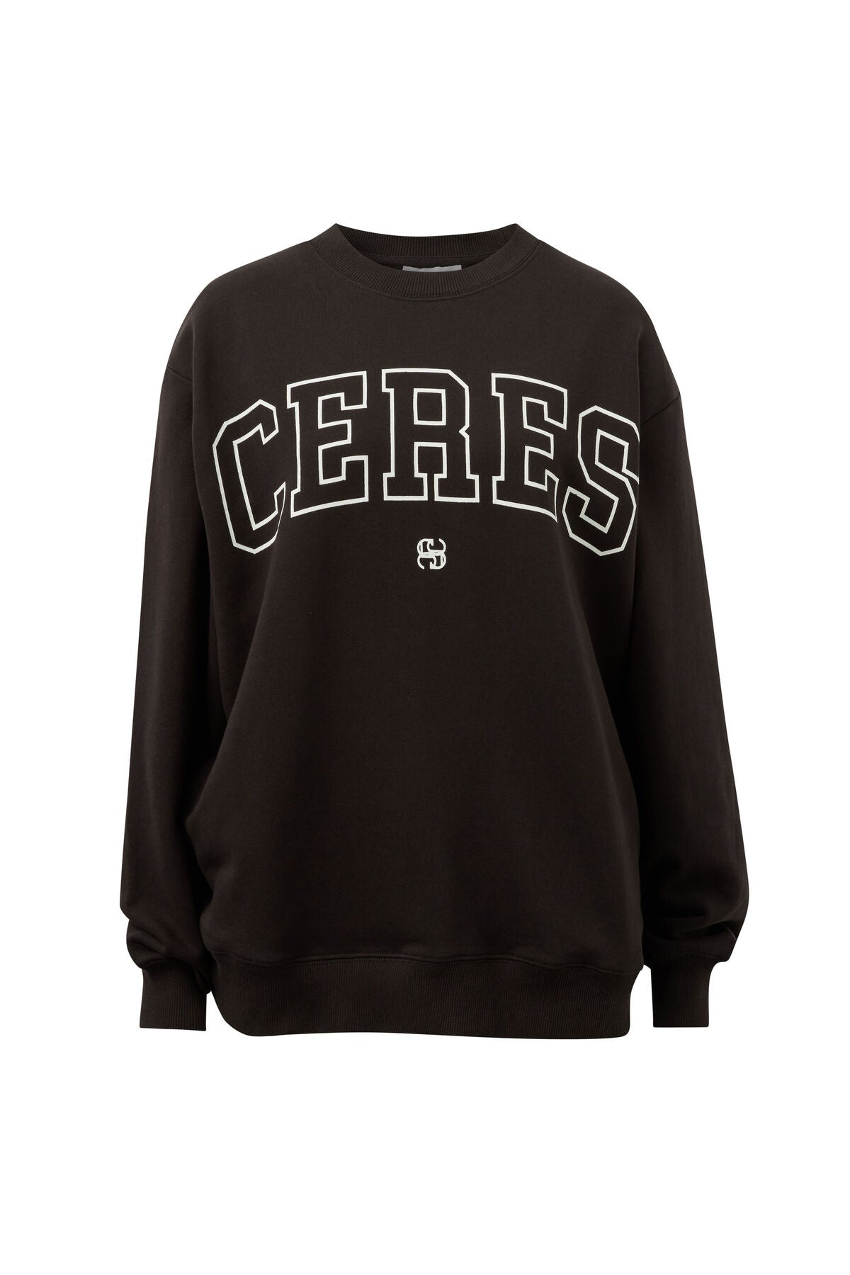 Isla Oversized Slouchy Crew | Phantom & White