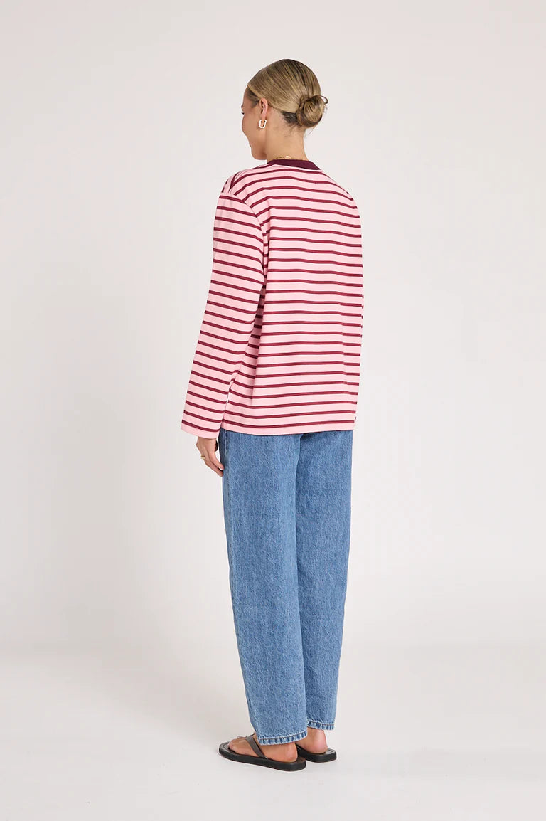 Carter Long Sleeve | Burgundy Pink Stripe {Coming Soon}