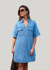 Sammy Relaxed Shirt Dress - Vintage Blue