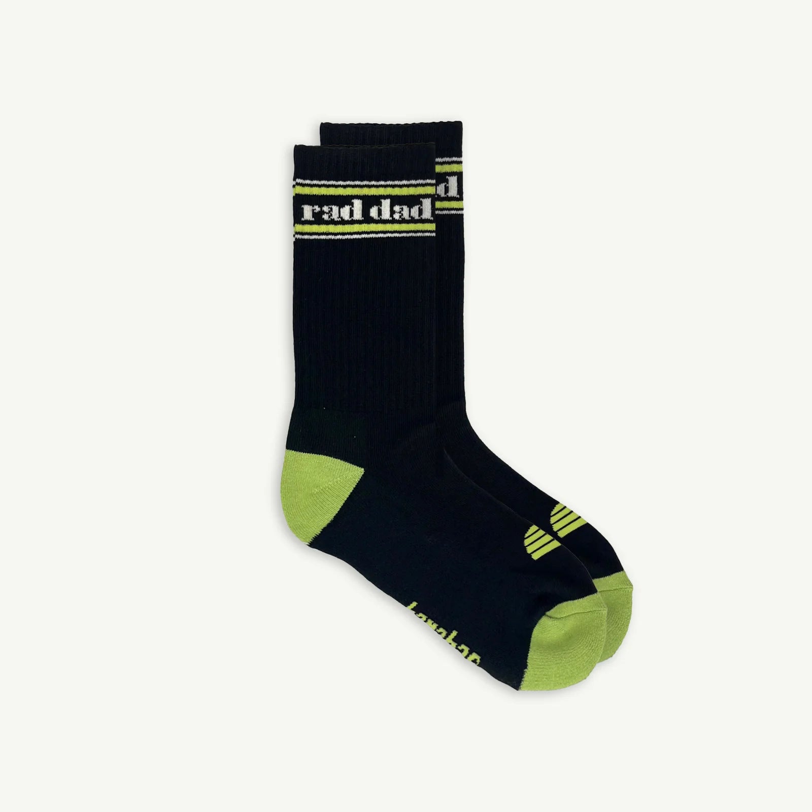 Rad Dad Organic Cotton Crew Socks | Black & Lime
