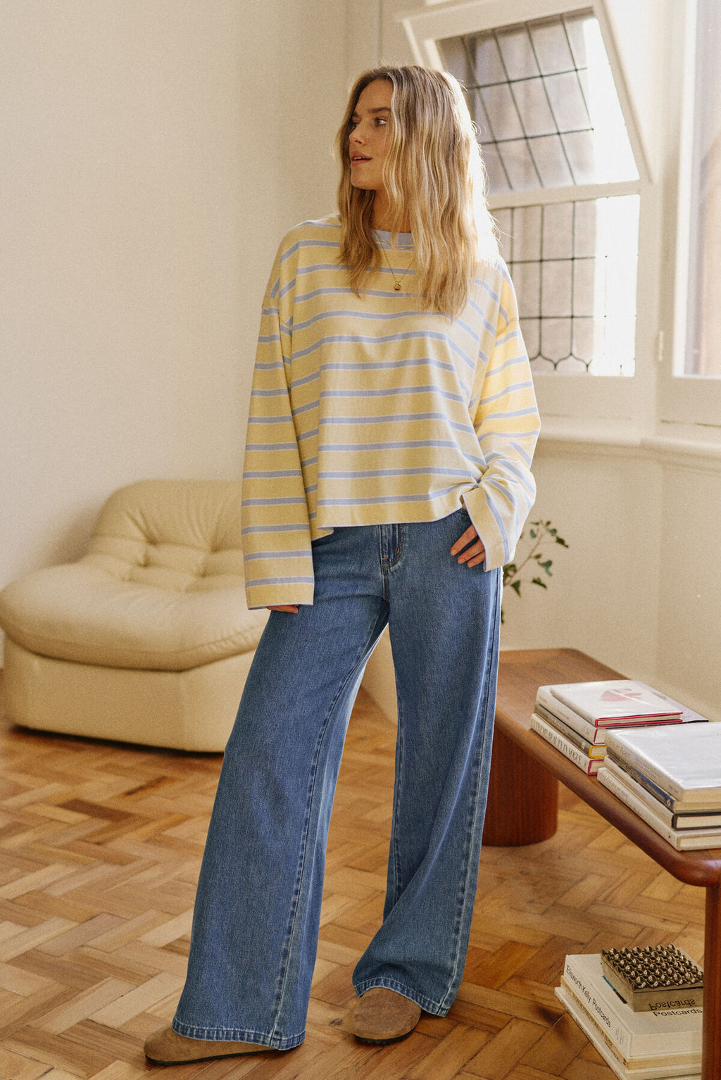 Beau Long Sleeve | Butter & China Blue Stripe