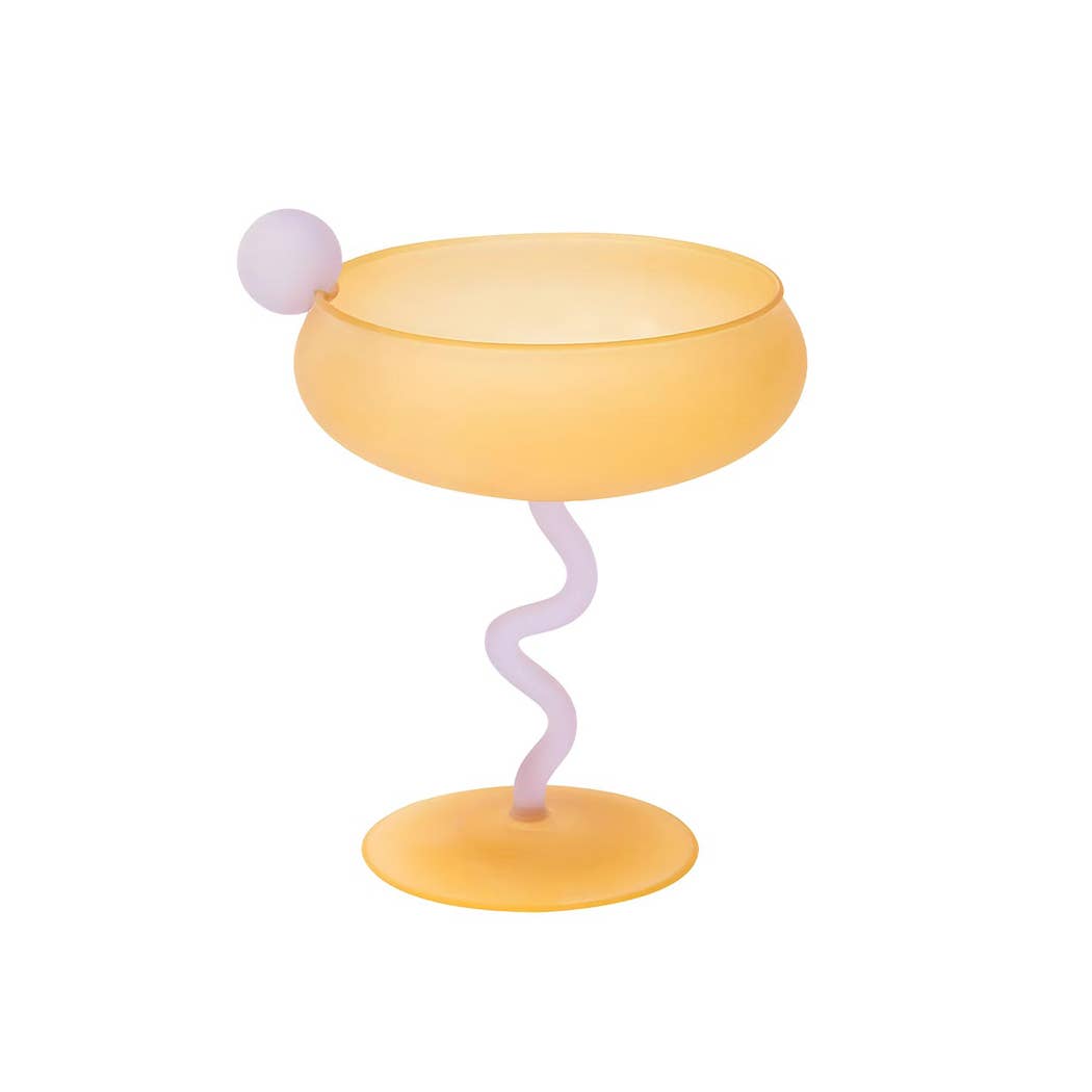 "Lollipop" Fun & Colourful Coupe Glass - Yellow
