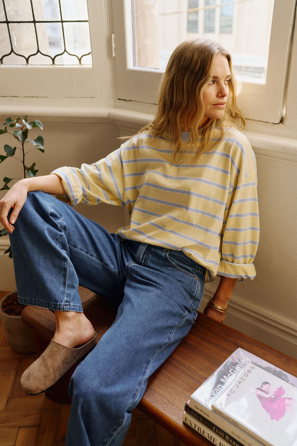 Beau Long Sleeve | Butter & China Blue Stripe