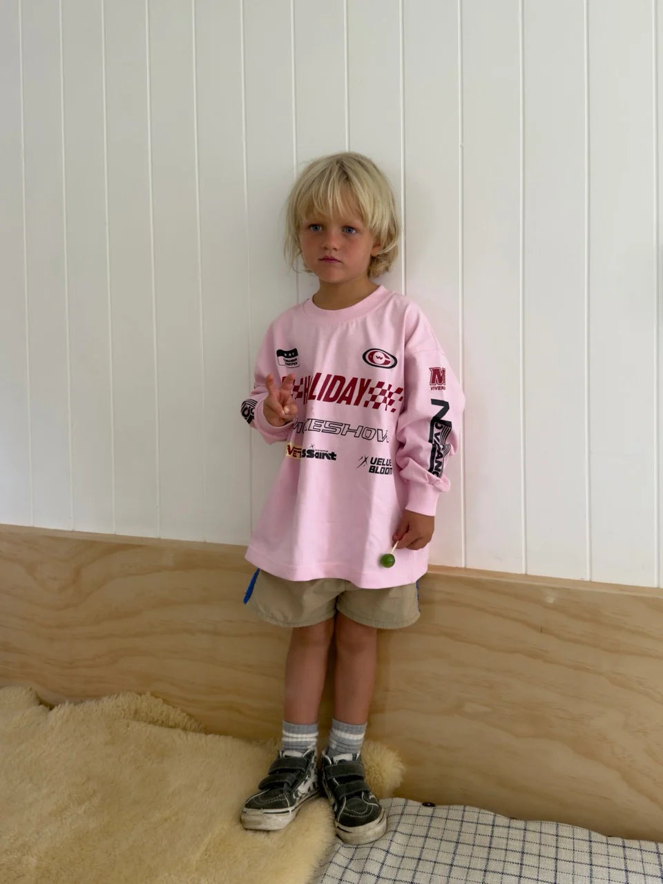 KIDS Moto Longsleeve Tee | Pink