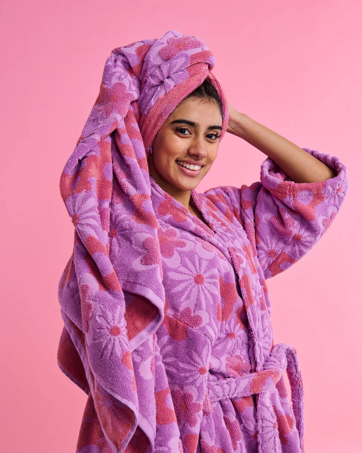 Peach Fleur Terry Bath Sheet