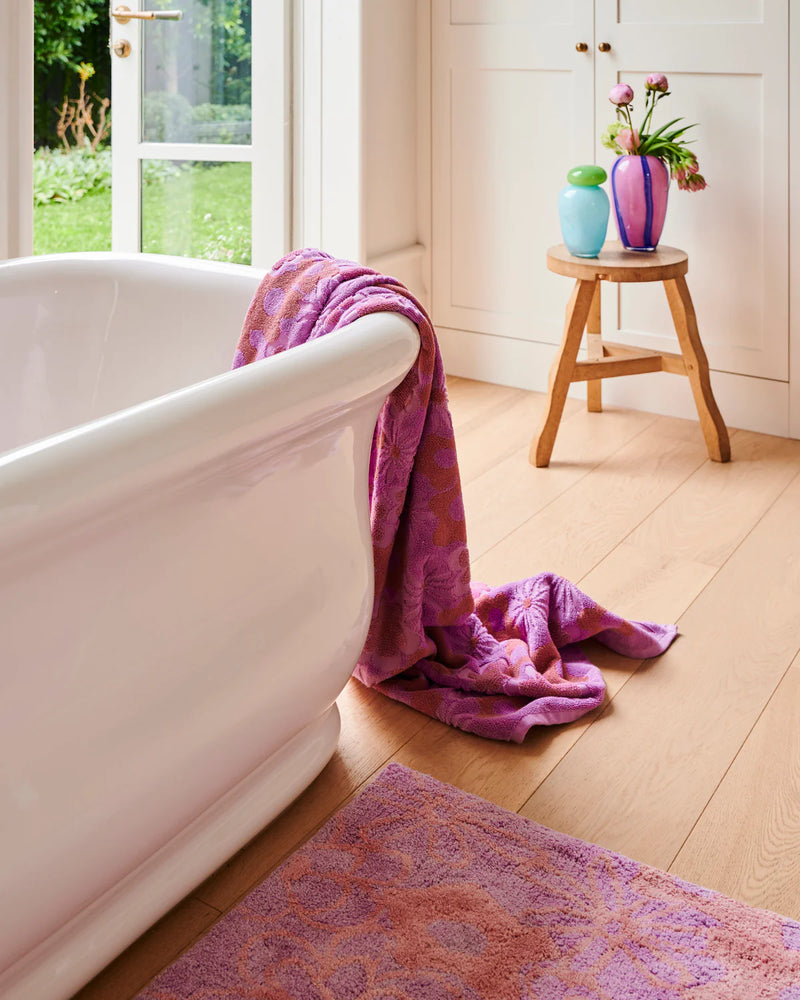 Peach Fleur Terry Bath Sheet