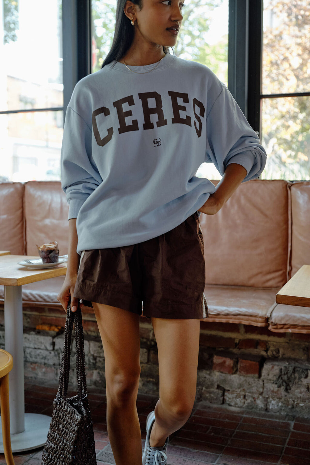 Isla Oversized Slouchy Crew | Chalk Blue