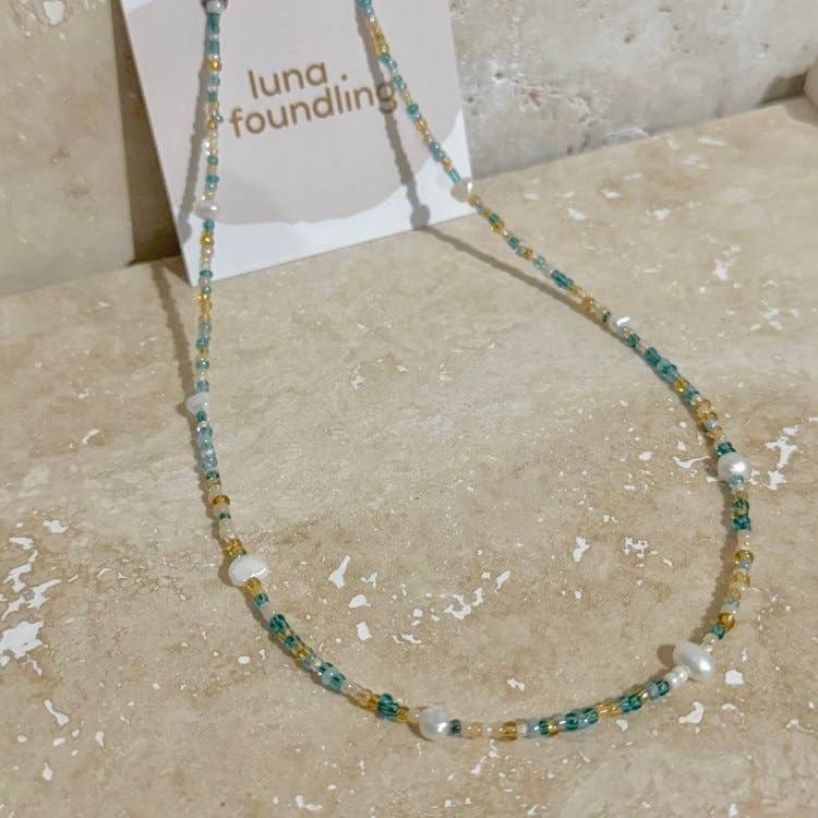 Mile - Necklace : Gold Stainless Steel / Pearly White / Adult Necklace 40-45cm