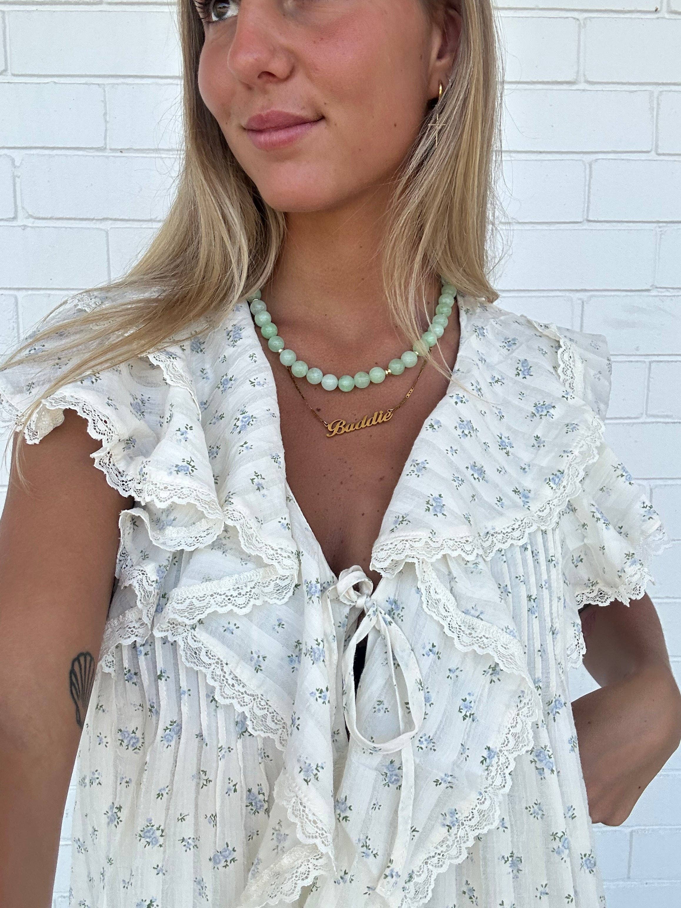 Green Jade Natural Stone Necklace