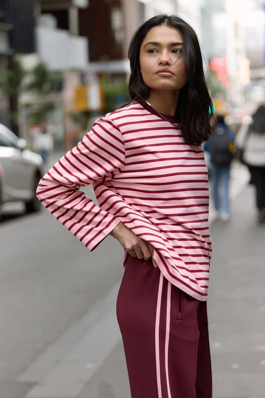Carter Long Sleeve | Burgundy Pink Stripe {Coming Soon}