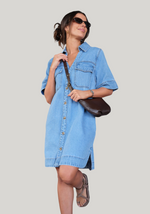 Sammy Relaxed Shirt Dress - Vintage Blue