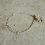Mile - Necklace : Gold Stainless Steel / Pearly White / Adult Necklace 40-45cm